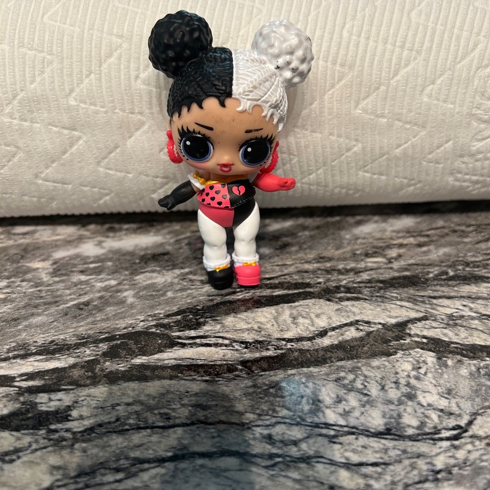 LOL Tots Black and White Doll with Red Accents
